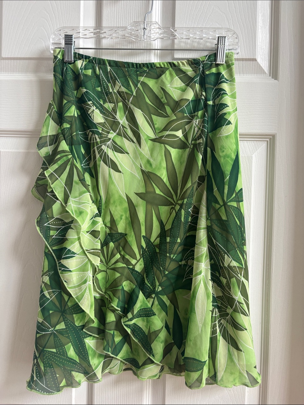 Worthington Green Leaf Print Sarong Skirt